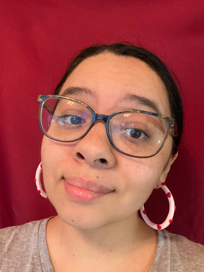 Pink hoops with hearts earrings