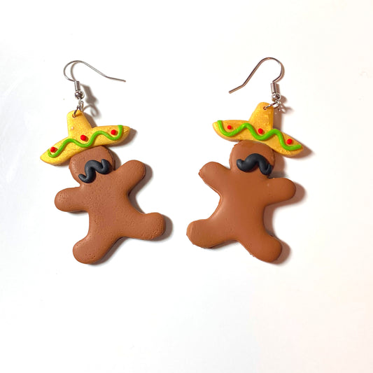 Gingerbread Men Fancy Sombrero Cookies Earrings