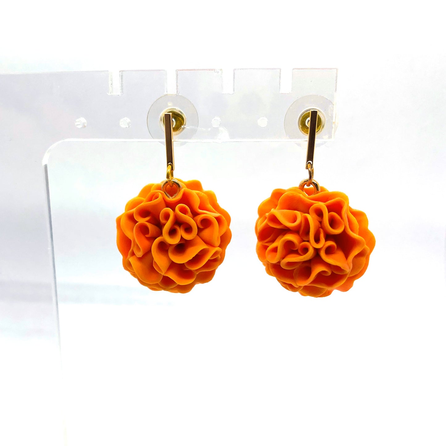 Marigold Cempasuchil Day of the Dead flower earrings