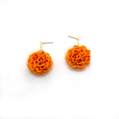 Marigold Cempasuchil Day of the Dead flower earrings