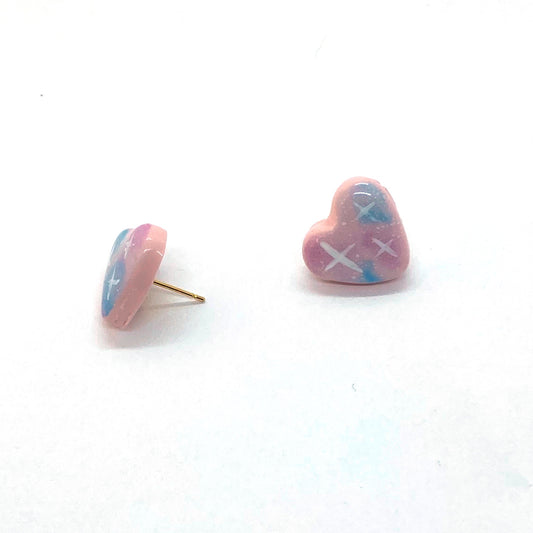 Pink Galaxy Heart stud earrings