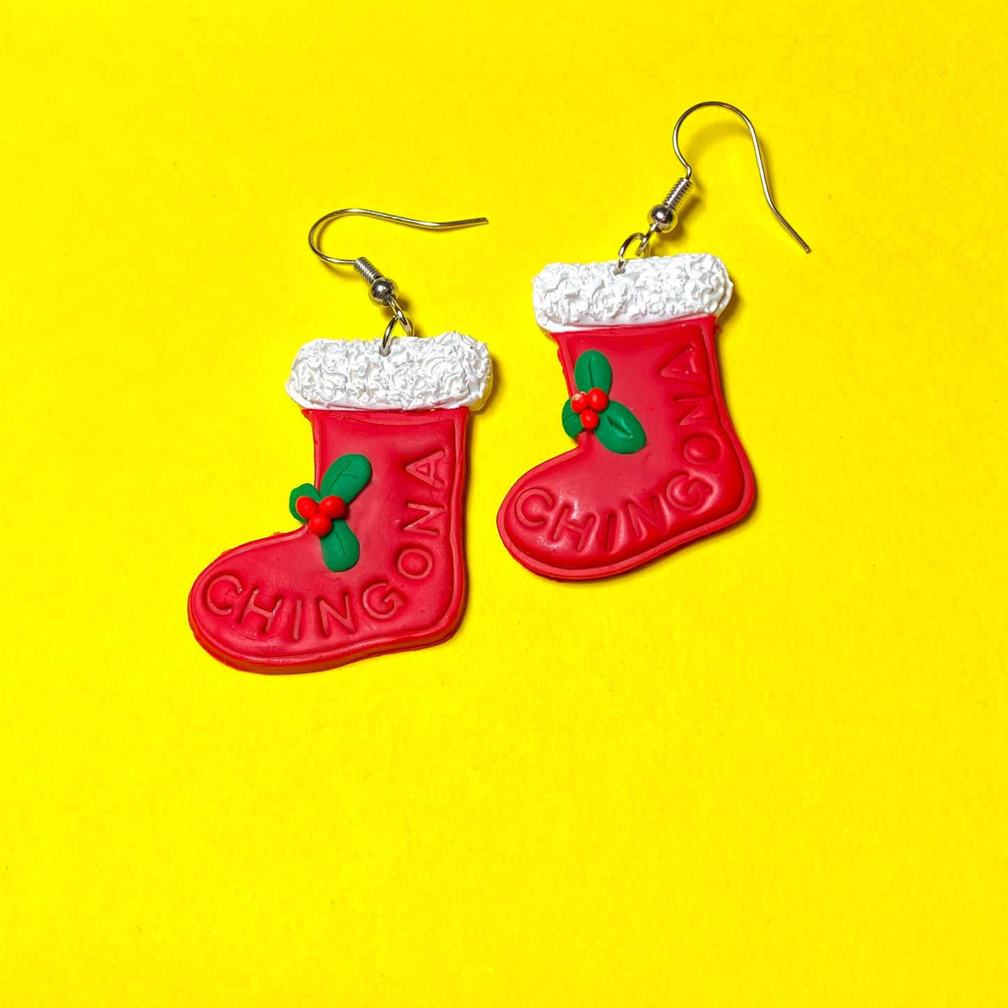 Christmas stocking, chingona stocking earrings