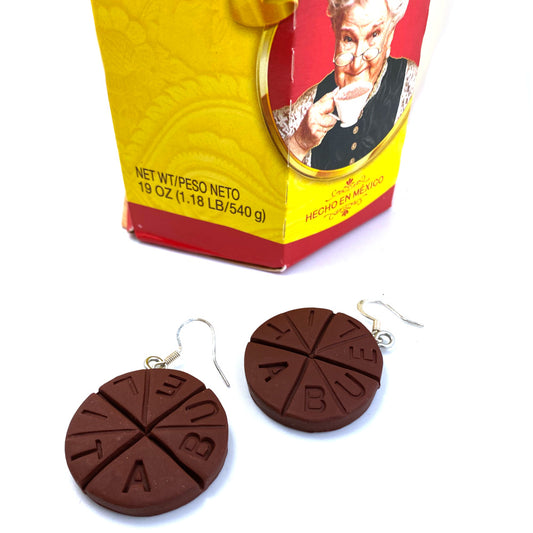 Abuelita hot chocolate earrings, chocolate tablet, tablilla earrings