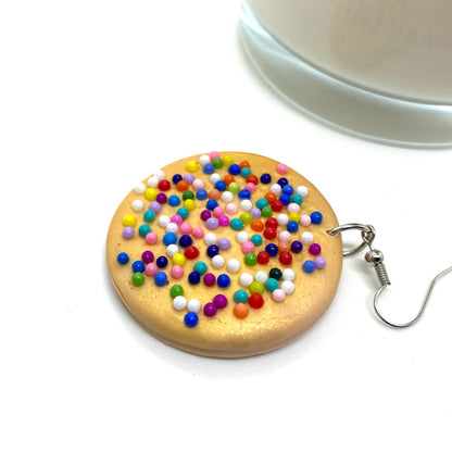 Mexican sugar cookie with sprinkles earrings; Galletas grageas; polvorones con chochitos