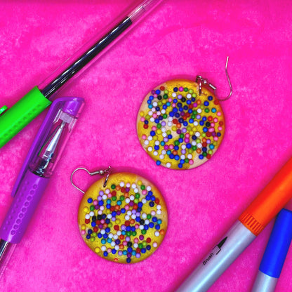 Mexican sugar cookie with sprinkles earrings; Galletas grageas; polvorones con chochitos